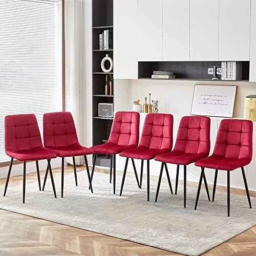 NORDICANCA Velvet Dining Chair Set Of 4, Armless Yellow Reading Chair With Sewing Threads Metal Coated Legs, Modern Side Chair For Home 15 NORDICANCA Velvet Dining Chair Set Of 4, Armless Yellow Reading Chair With Sewing Threads Metal Coated Legs, Modern Side Chair For Home - Image 13