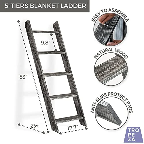 4.5 Ft Blanket Ladder Farmhouse – Home Decor Wooden Quilt Decorative Ladder 4 4.5 Ft Blanket Ladder Farmhouse – Home Decor Wooden Quilt Decorative Ladder - Image 2