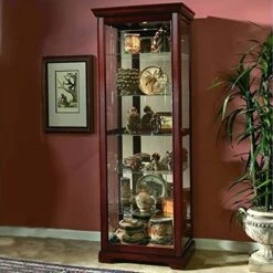 Pulaski Two Way Sliding Door Curio, 30 By 20 By 80-Inch, Victorian Cherry Finish, Brown