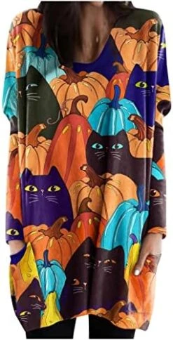Blouses For Women Business Casual,Long Sleeve Crew Neck Fashion Halloween Print Sweatshirt Top With Pockets -Amazon Store 51U D0DxFwL. AC