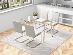 LFVFFA Glass Dining Table Set Of 4, Dining Table And Chairs Set, Modern Dining Room Furniture Set,for Dining Room,Kitchen (White Striped Chair Set, 47-inch Tempered Glass Table Top) 30 LFVFFA Glass Dining Table Set Of 4, Dining Table And Chairs Set, Modern Dining Room Furniture Set,for Dining Room,Kitchen (White Striped Chair Set, 47-inch Tempered Glass Table Top) -Amazon Store 51U Rlqr5vL. AC