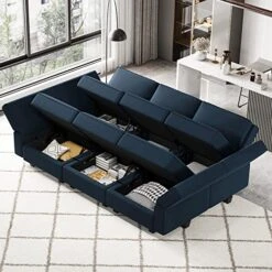 Belffin Modular Velvet Sectional Sofa With Chaise Lounge Sectional Sleeper Sofa With Storage Chaise Sofa Bed Couch For Living Room Blue… -Amazon Store 51U69Zlt6pL