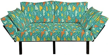 Ambesonne Airplanes Futon Couch, Minimalist Modern Pattern Of Wanderlust Themed Aviation Dash Lines Ornament, Daybed With Metal Frame Upholstered Sofa For Living Dorm, Loveseat, Cream And Grey 11 Ambesonne Airplanes Futon Couch, Minimalist Modern Pattern Of Wanderlust Themed Aviation Dash Lines Ornament, Daybed With Metal Frame Upholstered Sofa For Living Dorm, Loveseat, Cream And Grey - Image 9