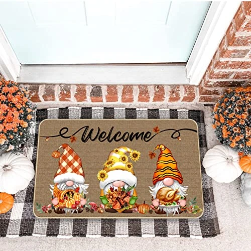 TREWAVE Fall Welcome Decorative Doormat Gnome Non-Slip And Washable Door Mat Pumpkin Sunflower Turkey Maple Leaf Fall Harvest Thanksgiving Floor Mat Indoor Outdoor 17 X 29 Inch 7 TREWAVE Fall Welcome Decorative Doormat Gnome Non-Slip And Washable Door Mat Pumpkin Sunflower Turkey Maple Leaf Fall Harvest Thanksgiving Floor Mat Indoor Outdoor 17 X 29 Inch - Image 5