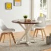SEI Furniture Barrisdale Modern Farmhouse, Dining Table, Antique White, Whiskey Maple