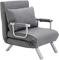 HOMCOM Single Person Folding 5 Position Convertible Sofa Bed Sleeper Chair Chaise Lounge Couch W/Pillow & Steel Frame For Home Office, Light Grey -Amazon Store 51UCQRkvSbL. AC
