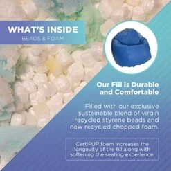 Bean Products Large Vinyl Bean Bag Chair | Filled W/Polystyrene Beads & CertiPUR Foam | Made In USA | 36”W, 36”L, 40”H | 20lb | Available In 2 Sizes | Perfect For Adults, Teens & Kids | Purple -Amazon Store 51UH33cY13L