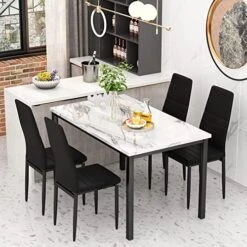 AWQM 3 Pieces Dining Room Table Set, Kitchen Table Set With Faux Marble Top Table And 2 PU Leather Upholstered Benches For Breakfast Nook, Apartment And Compact Space, White 22 AWQM 3 Pieces Dining Room Table Set, Kitchen Table Set With Faux Marble Top Table And 2 PU Leather Upholstered Benches For Breakfast Nook, Apartment And Compact Space, White -Amazon Store 51UIgkCww2L. AC
