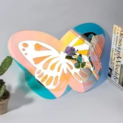 Wavy Acrylic Mirror Rainbow Irregular Wall Mirror Room Decor Aesthetic,Wave Mirror Colorful (Butterfly Shape ,17 Inch X12 Inch),Funky Mirrors For Wall,Weird Retro Decor,Asymmetrical,Amorphic Mirror