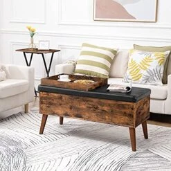 HOOBRO Storage Bench With Storage,End Of Bed Bench, Entryway Bench With Leather Seat, Flip Top Storage Chest, Bed End Stool In Hallway Living Room Bedroom, Supports 220 Lb, Rustic Brown BF97CW01G2 -Amazon Store 51UbdDM4JhL