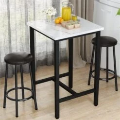 Recaceik Dining Table Set, 47.2” Rectangle Pub Dining Set Kitchen Table Set Bar Table With Stools, 3-Piece Breakfast Table Set With Metal Frame For Kitchen Dining Room W/ 2 Chairs - White 25 Recaceik Dining Table Set, 47.2” Rectangle Pub Dining Set Kitchen Table Set Bar Table With Stools, 3-Piece Breakfast Table Set With Metal Frame For Kitchen Dining Room W/ 2 Chairs - White -Amazon Store 51UbgkRz44L. AC