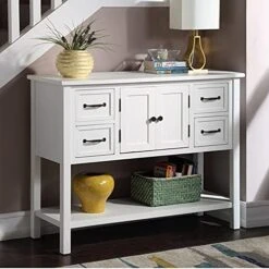 P PURLOVE Console Table Buffet Sideboard With Storage Drawers Cabinets And Bottom Shelf (White) -Amazon Store 51UeY3yHx1S. AC