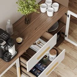 BELLEZE Sideboard Buffet Cabinet With 3 Drawers & 2 Doors, Console Table For Kitchen Glass Storage Cabinet Coffee Bar Accent Cabinet For Living Room Dining Room Hallway, White 16 BELLEZE Sideboard Buffet Cabinet With 3 Drawers & 2 Doors, Console Table For Kitchen Glass Storage Cabinet Coffee Bar Accent Cabinet For Living Room Dining Room Hallway, White -Amazon Store 51UfpO65hXL