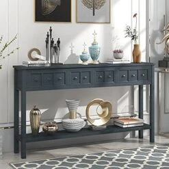 LZ LEISURE ZONE Console Table With Bottom Shelf, Buffet Sideboard Farmhouse Wood Storage Cabinet For Living Room (Antique Navy, 42“L) 22 LZ LEISURE ZONE Console Table With Bottom Shelf, Buffet Sideboard Farmhouse Wood Storage Cabinet For Living Room (Antique Navy, 42“L) -Amazon Store 51UgJuMc9uL. AC