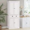 LOUVIXA Kitchen Pantry Storage Cabinet, Freestanding Cupboard With 2 Cabinets, Drawer And Adjustable Shelves, Tall Storage Cabinet For Kitchen, Dinning Room, Living Room In White (White)