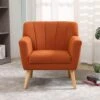 MELLCOM Mid Century Modern Accent Chair, Comfy Linen Fabric Club Chair With Solid Wood Legs Tufted Back, Upholstered Armchair Chairs For Living Room, Reading Room, Bedroom, Orange/Blue -Amazon Store 51Ukn5dgbeL