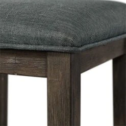 BOWERY HILL Montego Multipurpose Home, Kitchen, Dining Bar Living Room Sofa Table Set With 3 Upholstered Stools, Chairs In Dark Walnut And Gray Fabric -Amazon Store 51Uks3y9gsL