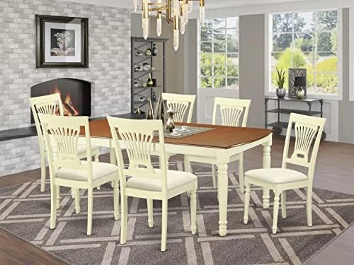 East West Furniture DOPL7-BCH-W Dining Set, 7 Pieces 10 East West Furniture DOPL7-BCH-W Dining Set, 7 Pieces - Image 9
