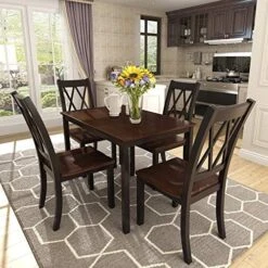 5 Piece Dining Table Set, Wooden Kitchen Dining Table Set With Square Table And 4 Upholstered Chairs For Kitchen, Dining Room, Family And Apartment (Light Gray+4 Person) 23 5 Piece Dining Table Set, Wooden Kitchen Dining Table Set With Square Table And 4 Upholstered Chairs For Kitchen, Dining Room, Family And Apartment (Light Gray+4 Person) -Amazon Store 51Ut3Fi0oNL. AC