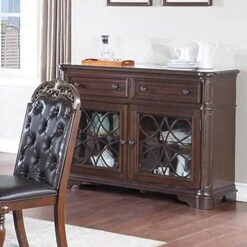 Poundex Wood Server With 2 Drawers And 2 Doors In Cherry Brown -Amazon Store 51UxcpH9t5L