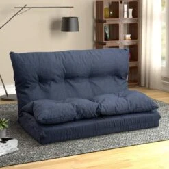 AnwickNomo Fabric Couch Lounge With 5 Adjustable Reclining Position, Foldable Japanese Futon, Tatami Style Floor Sofa Bed For Sit Sleep Naps Or Play (Navy Blue)