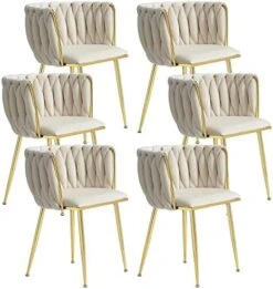 Tsuysi Velvet Dining Chairs Set Of 4, Modern Dining Chair With Golden Metal Legs, Woven Upholstered Dining Chairs For Dining Room, Kitchen, Vanity, Living Room (Beige) 23 Tsuysi Velvet Dining Chairs Set Of 4, Modern Dining Chair With Golden Metal Legs, Woven Upholstered Dining Chairs For Dining Room, Kitchen, Vanity, Living Room (Beige) -Amazon Store 51V 6UAKeEL. AC