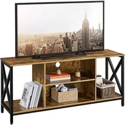 Yaheetech TV Stand For 65 Inch TV Console Table With Storage Shelves Cabinet, 55" Wood Entertainment Center For Living Room, Industrial Modern Style TV Cabinet For Flat Screens, Gray -Amazon Store 51V3P1DGD L. AC
