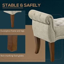HOMCOM Traditional Style End Of Bed Bench, Upholstered Bedroom Entryway Bench With Button Tufted And Rounded Arm, Beige 13 HOMCOM Traditional Style End Of Bed Bench, Upholstered Bedroom Entryway Bench With Button Tufted And Rounded Arm, Beige -Amazon Store 51V7HTRn0cL