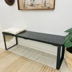 Barn Walls End Of Bed Bench With Metal Legs, Accent Bench, Entryway Bench, Ottoman Bench, Living Room Bench, Dining Bench, Kitchen Bench, Table Bench. Blue Powderwash. Fits California King. -Amazon Store 51V7aY7llzL. AC