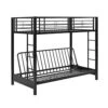 Walker Edison Elodie Urban Industrial Twin Over Futon Metal Bunk Bed, Twin Size, Black -Amazon Store 51V8qppCviL
