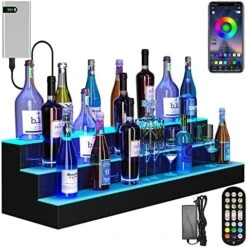 YITAHOME LED Lighted Liquor Bottle Display Shelf Supports USB & Power Bank, 3-Step 40-inch Bar Liquor Alcohol Shelf For Home Decoration Counter Party, Acrylic Whiskey Rack Stand With Remote & App Control 22 YITAHOME LED Lighted Liquor Bottle Display Shelf Supports USB & Power Bank, 3-Step 40-inch Bar Liquor Alcohol Shelf For Home Decoration Counter Party, Acrylic Whiskey Rack Stand With Remote & App Control -Amazon Store 51VAa7g5KzL. AC