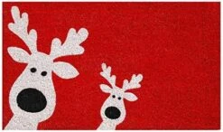 Calloway Mills 101801729 Peeking Reindeer Doormat, 17" X 29", Red/White -Amazon Store 51VBndre5cL. AC 1