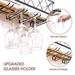 Kingrack Wall Mounted Wine Rack,Metal & Wooden Wine Shelf With Glass Holder & Cork Storage,Champagne Bottle Holder,Hanging Rustic Wine Holder, Floating Wine Shelf For Kitchen, Home, Living Room