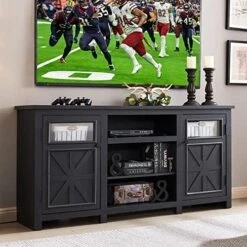 JXQTLINGMU Farmhouse TV Stand For 75 65 Inch TV, Farmhouse & Modern Entertainment Center With Storage Cabinets, 66" Rustic TV Console For Living Room Bedroom, Black 17 JXQTLINGMU Farmhouse TV Stand For 75 65 Inch TV, Farmhouse & Modern Entertainment Center With Storage Cabinets, 66" Rustic TV Console For Living Room Bedroom, Black -Amazon Store 51VEUnrI7vL. AC