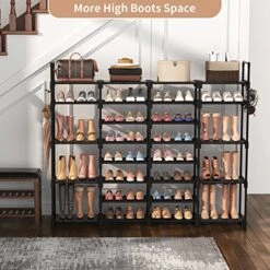 ROJASOP Large Shoe Rack Storage Organizer For Closet Entryway, 62-66 Pairs Sturdy Tall Shoe Rack For Closet With Side Hooks Garage Shoe Rack Stackable Boot Shoe Rack For Bedroom -Amazon Store 51VFT6uw9qL