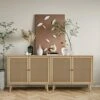 QHITTY Rattan Sideboard Buffet Cabinet, Accent Kitchen Storage Cabinet Console Table With Adjustable Shelves For Living Room, Dining Room, Bedroom (Natural) -Amazon Store 51VOXwyNBAL