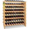 SereneLife 72 Bottle Stackable Wine Rack, 33.5" X 10" X 42" 8-Tier Large Floor Freestanding Modular Storage Display Shelf Natural Bamboo Wood Construction For Kitchen And Cellar, Brown -Amazon Store 51VP2LMfDhL