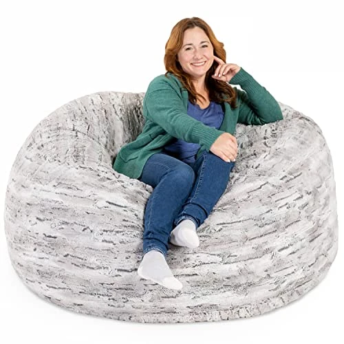 Jaxx 5 Foot Saxx Bean Bag Chair For Adults - Luxe Faux Fur, Silver Fox 4 Jaxx 5 Foot Saxx Bean Bag Chair For Adults - Luxe Faux Fur, Silver Fox - Image 2