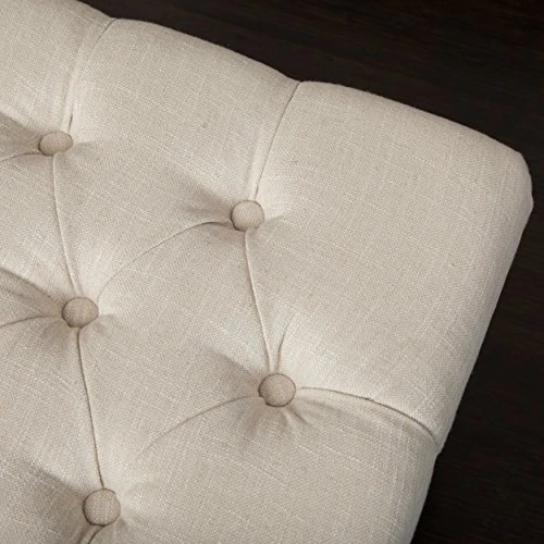 Christopher Knight Home Scarlett Tufted Fabric Ottoman / Bench, Light Beige 6 Christopher Knight Home Scarlett Tufted Fabric Ottoman / Bench, Light Beige - Image 4
