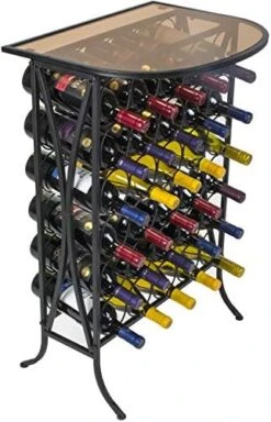 Sorbus Wine Rack Stand Bordeaux Chateau Style With Glass Table - Holds Bottles Of Wine - Elegant French Style Wine Rack To Compliment Any Space - Minimal Assembly (Wine Stand - 30 Bottles) -Amazon Store 51VhZ4vUWL. AC