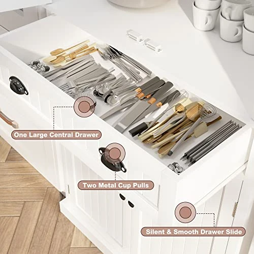 HLR Freestanding Kitchen Pantry Storage Cabinet With Adjustable Shelves, Black Pantry Cabinet For Kitchen, Living Room And Dining Room,White 7 HLR Freestanding Kitchen Pantry Storage Cabinet With Adjustable Shelves, Black Pantry Cabinet For Kitchen, Living Room And Dining Room,White - Image 5