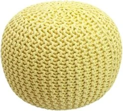 COTTON CRAFT - Hand Knitted Cable Style Dori Pouf - Ivory - Floor Ottoman - Cotton Braid Cord - Handmade & Hand Stitched - Truly One Of A Kind Seating - 20 Dia X 14 High -Amazon Store 51VwAQFvIFS. AC