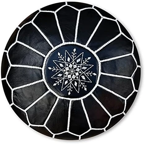 Premium Moroccan Leather Pouf - Handmade - Delivered Stuffed - Ottoman, Footstool, Floor Cushion (Cognac Brown) 7 Premium Moroccan Leather Pouf - Handmade - Delivered Stuffed - Ottoman, Footstool, Floor Cushion (Cognac Brown) - Image 5