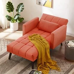 AWQM Convertible Chair Bed Sleeper,3-in-1 Futon Sofa Bed Chair With Adjustable Backrest,Tufted Velvet Chaise Lounge Sofa Bed Couch, Sleeper Chair Recliner Sofa Chair For Small Space,Red -Amazon Store 51W265OaoHL