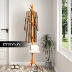 NicQliear Wooden Freestanding Coat Rack With 9 Hooks, Adjustable Coat Rack Stand 69.3" To Hang Clothes/Bags/Hats, Standing Coat Tree Perfect For Bedroom/Entryway/Hallway, Easy Assembly, Brown 11 NicQliear Wooden Freestanding Coat Rack With 9 Hooks, Adjustable Coat Rack Stand 69.3" To Hang Clothes/Bags/Hats, Standing Coat Tree Perfect For Bedroom/Entryway/Hallway, Easy Assembly, Brown -Amazon Store 51W6ocXapLL