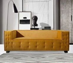 Iconic Home Bryant Sofa Velvet Upholstered Tufted Wide Armrest Tight Back Shelter Arm Design Espresso Finished Wooden Legs Modern Contemporary, GREY -Amazon Store 51WAqJ6Ca7L. AC