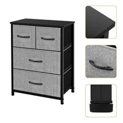 AZL1 Life Concept Dresser Storage Furniture Organizer-Large Standing Chest For Bedroom, Office, Entryway, Living Room And Closet-4 Removable Fabric Drawers, Grey With Black -Amazon Store 51WCqGh0bwL