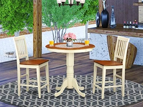 East West Furniture EDVN5-WHI-C 5 Piece Counter Height Dining Table Set Includes A Round Kitchen Table With Pedestal And 4 Linen Fabric Upholstered Dining Chairs, 30x30 Inch, Buttermilk & Cherry 12 East West Furniture EDVN5-WHI-C 5 Piece Counter Height Dining Table Set Includes A Round Kitchen Table With Pedestal And 4 Linen Fabric Upholstered Dining Chairs, 30x30 Inch, Buttermilk & Cherry - Image 10