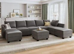HONBAY Modular Sectional Sofa Set Oversized U Shaped Couch With Storage Ottoman Convertible Sleeper Sectional Sofa Velvet Modular Couch With Wide Chaise, Black 23 HONBAY Modular Sectional Sofa Set Oversized U Shaped Couch With Storage Ottoman Convertible Sleeper Sectional Sofa Velvet Modular Couch With Wide Chaise, Black -Amazon Store 51WI5jwud0L. AC