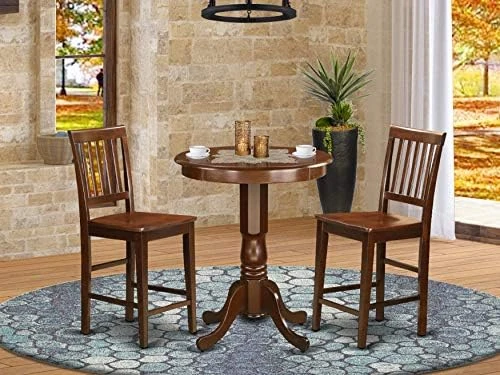 East West Furniture EDVN5-WHI-C 5 Piece Counter Height Dining Table Set Includes A Round Kitchen Table With Pedestal And 4 Linen Fabric Upholstered Dining Chairs, 30x30 Inch, Buttermilk & Cherry 10 East West Furniture EDVN5-WHI-C 5 Piece Counter Height Dining Table Set Includes A Round Kitchen Table With Pedestal And 4 Linen Fabric Upholstered Dining Chairs, 30x30 Inch, Buttermilk & Cherry - Image 8
